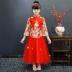 Cô gái sườn xám sinh nhật Quần áo năm mới cộng với cotton Hanfu trẻ em Tang phù hợp với phong cách Trung Quốc trang phục trẻ em mùa thu đông bộ vest hàn quốc cho bé Váy trẻ em