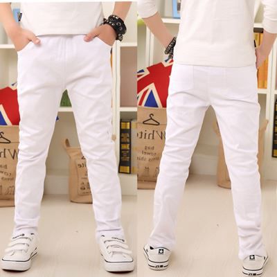 Boy girl and boy white pants children pure cotton ka in large children's leisure black Han Edition Spring and Autumn show