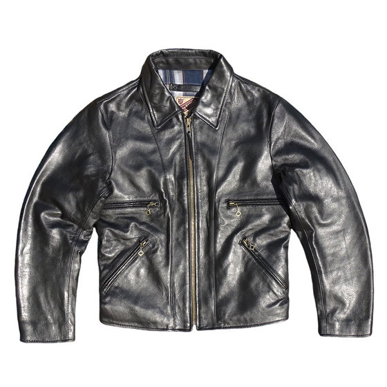 Freddy英式直拉真皮皮衣男多口袋修身翻领