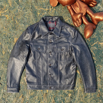 Batik first-layer cowhide leather jacket for men taller slimmer and lighter aged Japanese version Storm Rider denim style leather jacket
