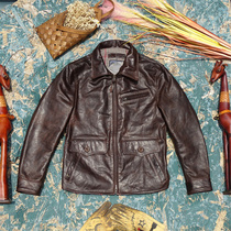 Songshens new newsboy) imported first-layer oil-waxed horsehide genuine leather leather jacket for men soft and waxy hanging and oily can be worn for ten years