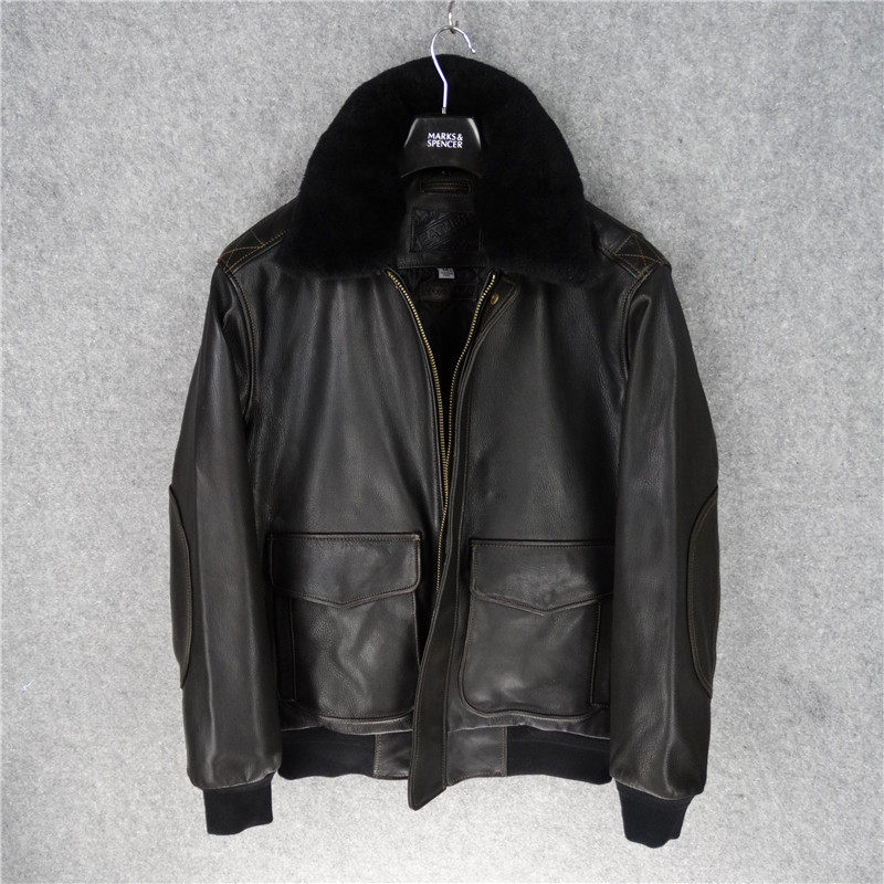 Air Force Flying Clothing Jacket Goat Leather Fur Dressing Dressing Men Can Remove Lamb Collage
