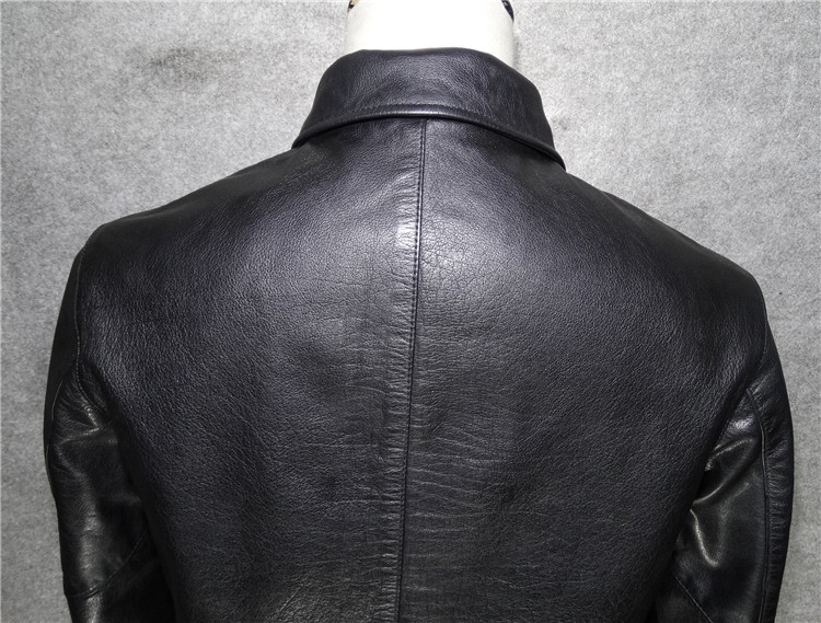 Hàng mới tốt! Áo khoác da nam nam ve áo da áo khoác da mềm mại và mạnh mẽ áo bomber nam