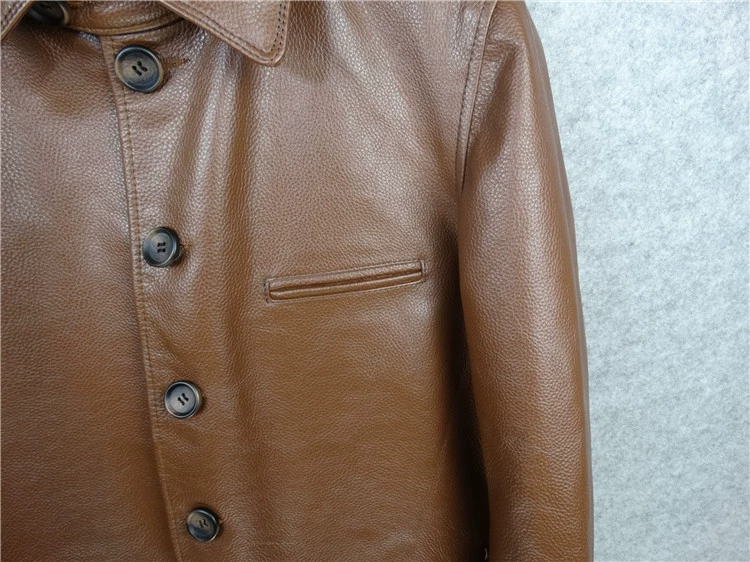 Ưu đãi đặc biệt người gác cổng nhanh chóng lấy! Lapel Slim Thicken Nhập khẩu Da vàng Da Da dài Áo khoác nam áo khoác hoodie nam