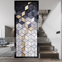 Art glass screen partition Entrance aisle Double-sided laminated tempered transparent frosted translucent shoe cabinet Living room aisle