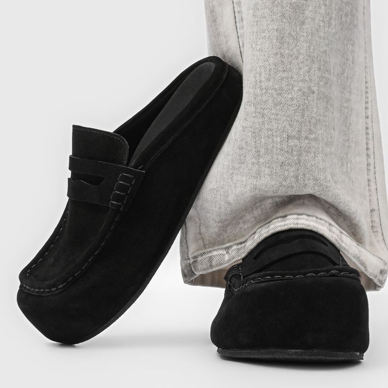 Slip-On Closed-Toe Half Slippers, Summer Breathable Birkenstock Shoes, Retro Suede Arch Support Casual Mule Slippers