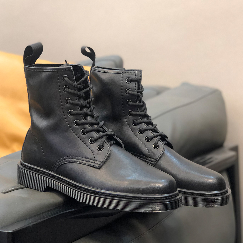 ins Martin boots men's summer breathable Inlenty wind high cylinder tooling boot tide black mid-cylinder genuine leather locomotive boots