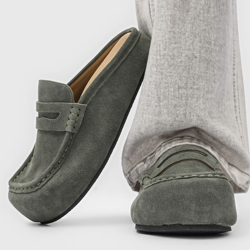 Casual Flat Birkenstock Shoes for Men, Slip-On Lazy Mules, Suede Retro Commuter High-End Half-Slippers
