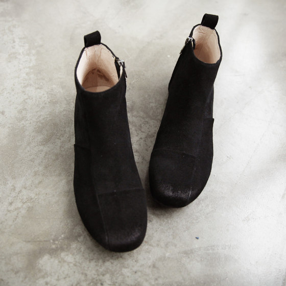 日系原宿潮流男鞋拉链真皮男靴子磨砂短靴复古马丁靴男高帮鞋英伦