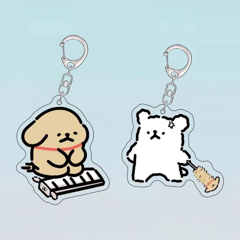 Cute Kneeling Keyboard-Shaped Maltese Dog Acrylic Keychain Cartoon Couple Fun Backpack Accessory