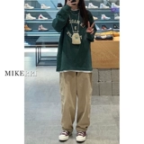 Хаки униформа медсестры для отдыха, весенние штаны, свободный прямой крой, высокая талия, тренд сезона, большой размер