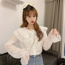 Baby collar lace shirt 2021 spring new super fairy sweet loose shirt shirt white top
