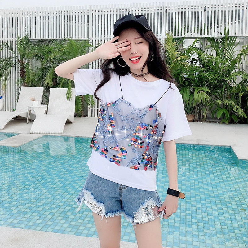 White T - shirt Summer 2022 Han - iii - shirt two loose short - sleeved student coats
