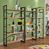 Creative steel and wood bookshelf shelf partition living room display cabinet storage rack display stand Floor-to-ceiling wall shelf Wrought iron