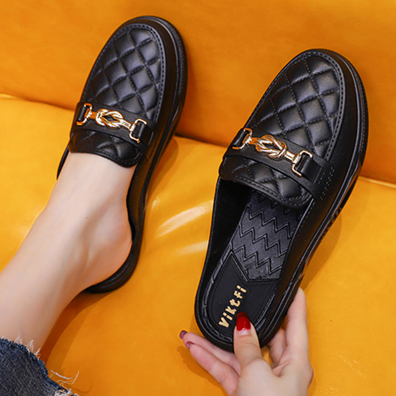 Women's Loafers Spring 2026 New Flat Mules Leather Shoes for Outdoor Wear Niche Closed-Toe Half-Slipper Women's Shoes Women's Loafers Spring 2026 New Flat Mules Leather Shoes for Outdoor Wear Niche Closed-Toe Half-Slipper Women's Shoes