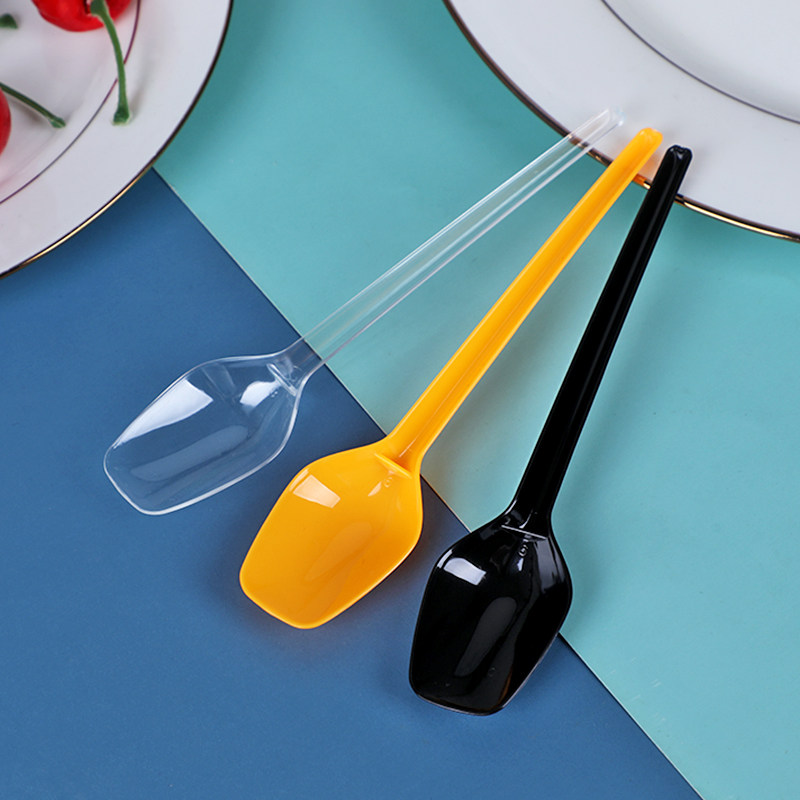Hard enough 13 5cm long handle disposable sundae dessert spoon plastic commercial spoon single individually packaged spoon