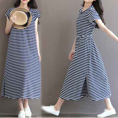 Nursing clothes go out in summer 2022 hot mom new cotton striped dress loose and thin nursing clothes summer clothes