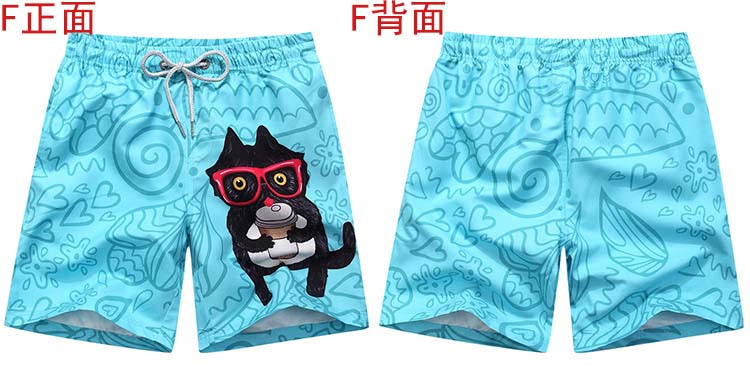 Cặp đôi kỳ nghỉ bên bờ biển lỏng lẻo boyshort nam in 3D đầu chó suối nước nóng tắm quần short phụ nữ lợn địa phương - Quần bãi biển 	quần đi biển tre em	