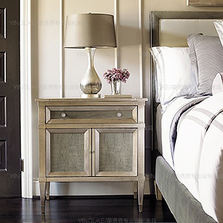 Inlock minimalist American Bed Head Cabinet Solid Wood Hyun Guan Cabinet New Vintage Rear Modern Light Cabinet Side Cabinet Storage Cabinet