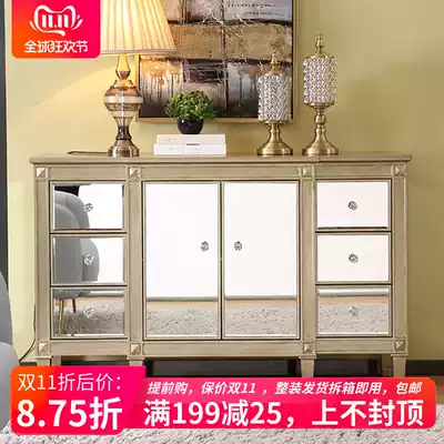 Multifunctional mirror porch cabinet fashion light luxury storage cabinet entrance cabinet entrance cabinet living room decoration cabinet solid wood sideboard cabinet