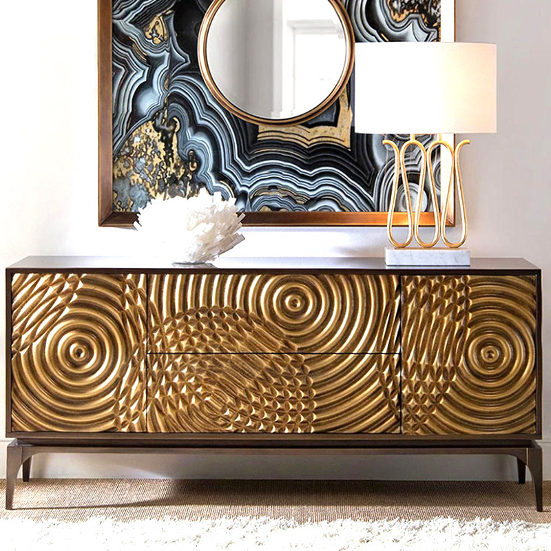 Inlock American Retro Entrance Cabinet Solid Wood Sideboard Cabinet Home Decoration Cabinet Hotel Club Hall Cabinet TV Cabinet