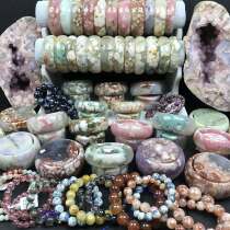 Cherry blossom Agate Tourmaline Aquamarine color hair crystal Ghost Jasper Peter Stone Blue moonlight super seven crystal bracelet female string