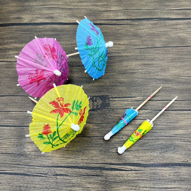 一次性水果签小纸伞签水果叉子孔雀签国旗牙签蛋糕鸡尾酒装饰酒签：创意派对必备神器，解锁美食新玩法！