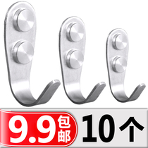 Stainless steel hook single hook Kitchen bathroom bathroom wall hanging single towel hook thickened coat hook Hanging hook