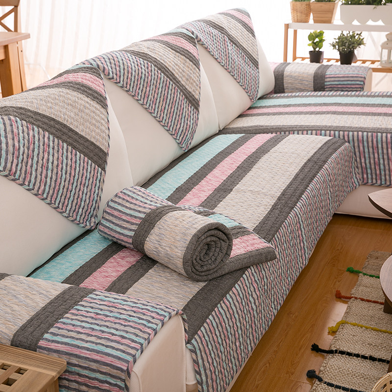 Pure cotton fabric four seasons universal sofa cushion non-slip all-inclusive cover cloth living room leather wood sofa cover towel cover custom cushion