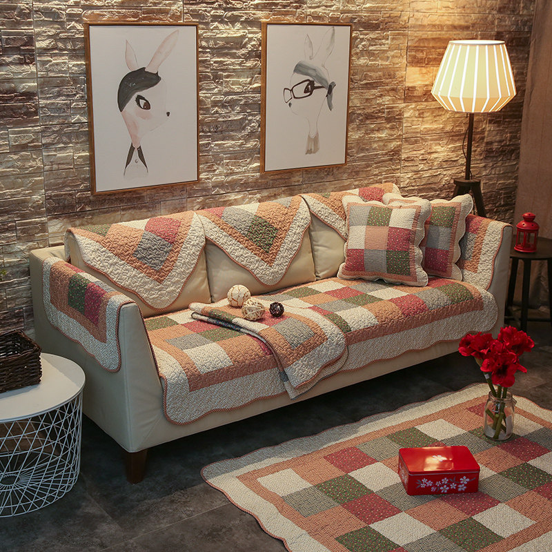 Washed cotton sofa cushion four seasons universal simple modern living room non-slip cotton combination cloth cover towel cushion