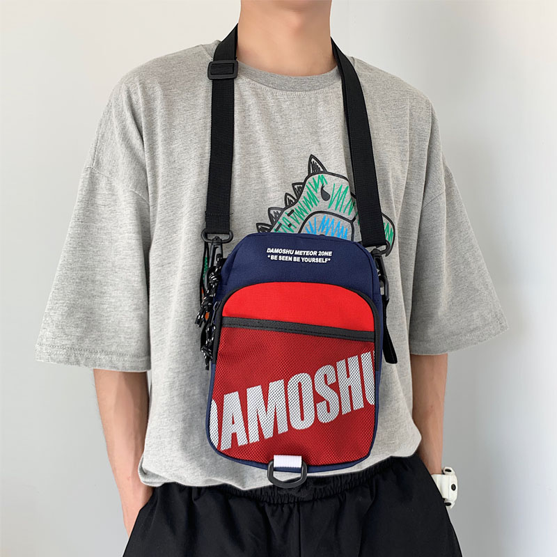 Hong Kong style Korean version of the trend shoulder bag men's canvas messenger bag student sports bag boys small bag light and versatile