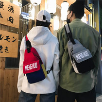 Ins overfire single shoulder bag Male tide Tide Card Chest Bag Boys pocket Diagonal Satchel Korean version Trend Student Package Cross-pack