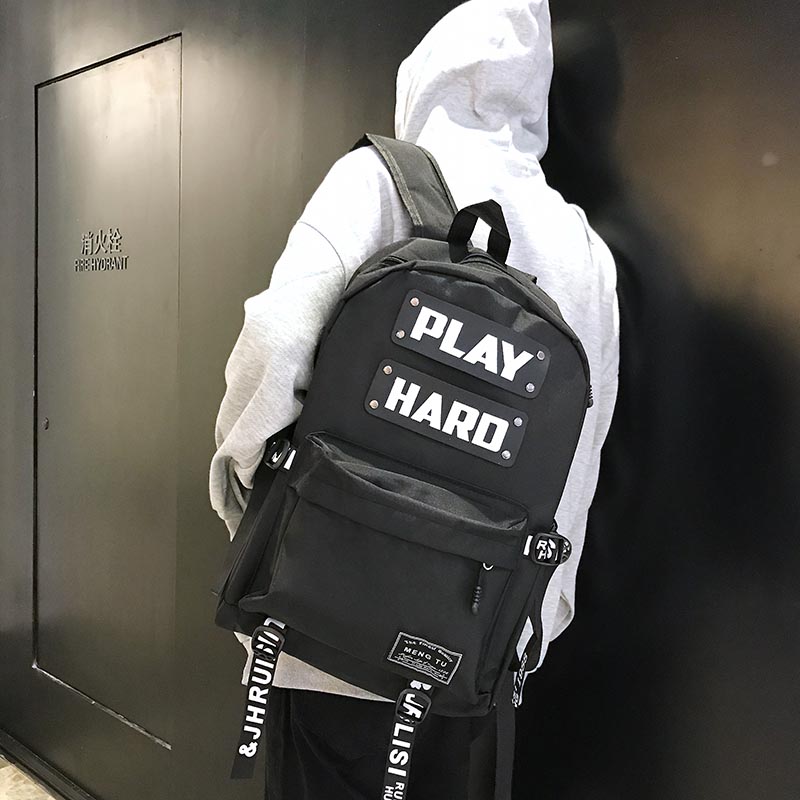 Backpack men's canvas backpack junior high school students fashion trend Korean version student schoolbag campus simple and versatile