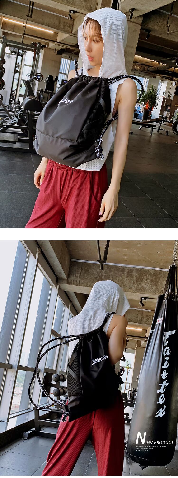Katenan phiên bản nâng cấp của túi có dây rút trong ba lô có ba lô dung lượng lớn ba lô thể thao unisex - Ba lô ba lô chống gù
