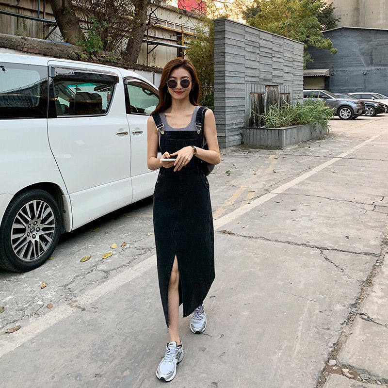 Open fork Minus Age Cowboy Hug Bag Skirt Woman summer 2021 new large size Size Fat Mm Loose thin medium Long version Ocean dress