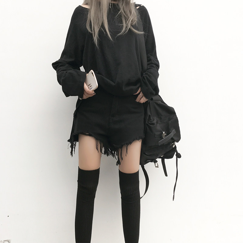 Ripped denim shorts women's 2021 summer new loose, thin and fat mm large size high waist wide leg A-line hot pants