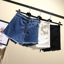 High waist denim shorts skirt womens summer 2021 new large size fat mm Korean version loose thin wild wide leg hot pants
