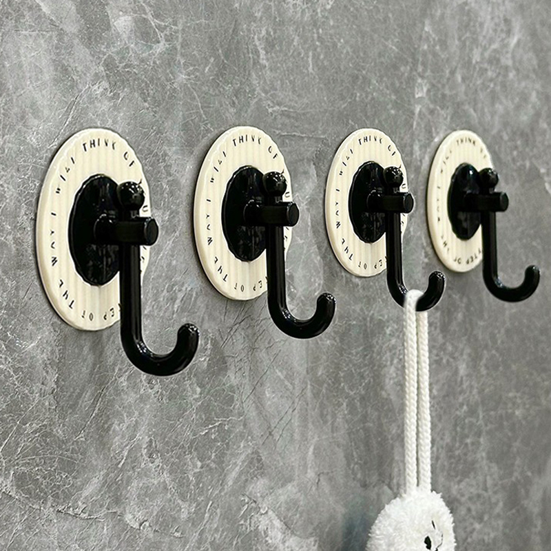 No-Drill Hooks with Strong Load-Bearing Capacity for Bathroom and Kitchen, Adhesive Hooks for Hanging Clothes Behind Doors, Wall-Mounted, Traceless Adhesive Hooks
