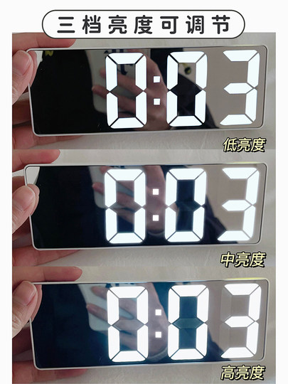Alarm clock mirror digital clock led luminous silent desktop bedside ornaments smart electronic clock for students
