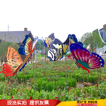 Simulation stainless steel painted butterfly sculpture metal hollow insect sculpture white steel animal landscape ornament ornaments