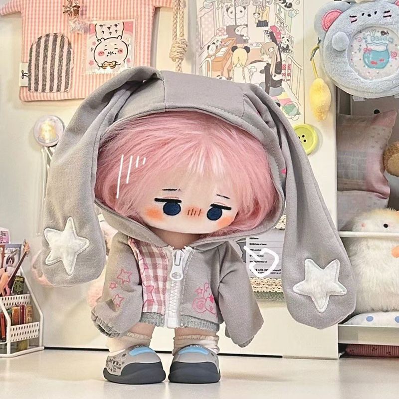 20cm Doll Clothes, Hooded, Super Cute, Long-Eared Sweatshirt, Non-Specific Cotton Doll, Affordable, Fashionable Spring and Autumn Style Clothes