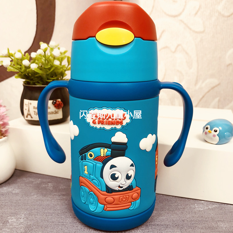 Soup Maz Child Insulation Cup Straws Drink Cup Kindergarten Anti-Leakage Anti-Choking Water Cup Baby Anti-Fall Handle Dual-use