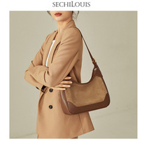 Premium sense vintage leather underarm bag women color tote bag 2021 autumn and winter new large capacity shoulder shoulder bag