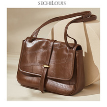 Vintage leather crocodile messenger bag women shoulder underarm bag 2021 New Fashion large capacity cowhide shoulder bag