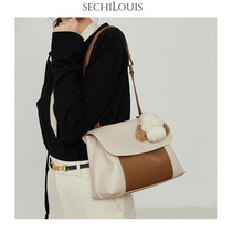 Advanced touch color leather tote bag womens large capacity shoulder bag 2021 new fashion cowhide crossbody commuter bag