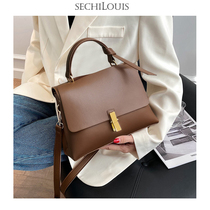 French leather Hand bag female temperament hand carry Kelly bag new fashion niche design cowhide shoulder shoulder bag