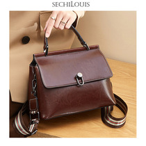 Vintage Fashion Leather Hand bag Womens Large Capacity Womens Bag 2021 New Elegant Simple Cowhide Shoulder Bag