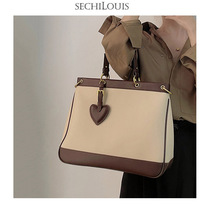 Temperament Commuter Contrast Leather Hand bag Large Capacity Womens Bag 2021 New Fashion Shoulder Tote Bag