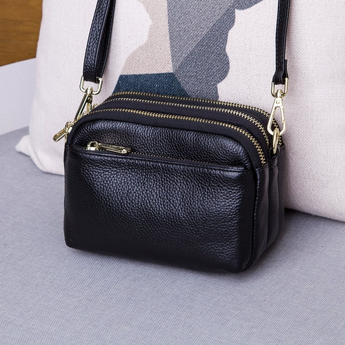 Сумка для телефона, весенняя черная сумка через плечо на одно плечо, тренд сезона, из натуральной кожи