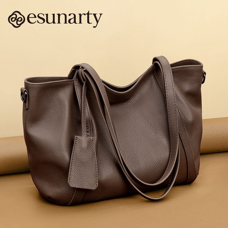 Genuine Leather Women's Tote Bag 2026 New Large-Capacity Commuter First-Layer Cowhide High-End Women's Large Bag Genuine Leather Women's Tote Bag 2026 New Large-Capacity Commuter First-Layer Cowhide High-End Women's Large Bag